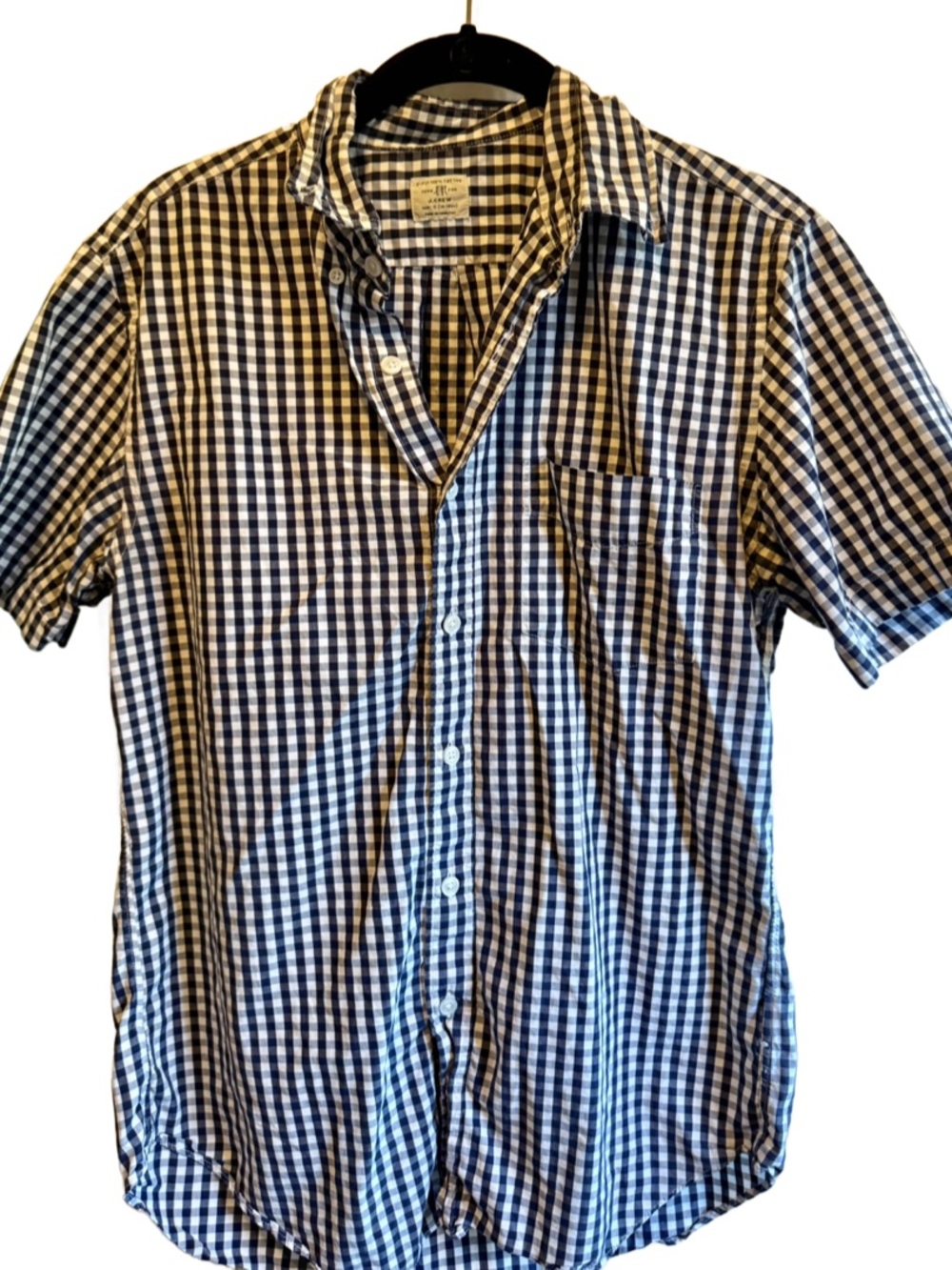 J. Crew Black and White Gingham Short-Sleeve Button-Down Shirt
